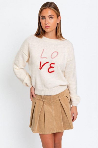 Round Neck "LOVE" Embroidered ...