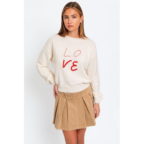 Round Neck "LOVE" Embroidered ...