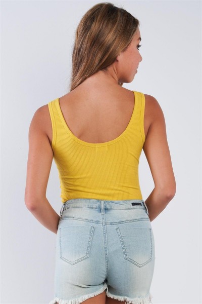 Mustard Yellow Ribbed Tank Top Bodysuit