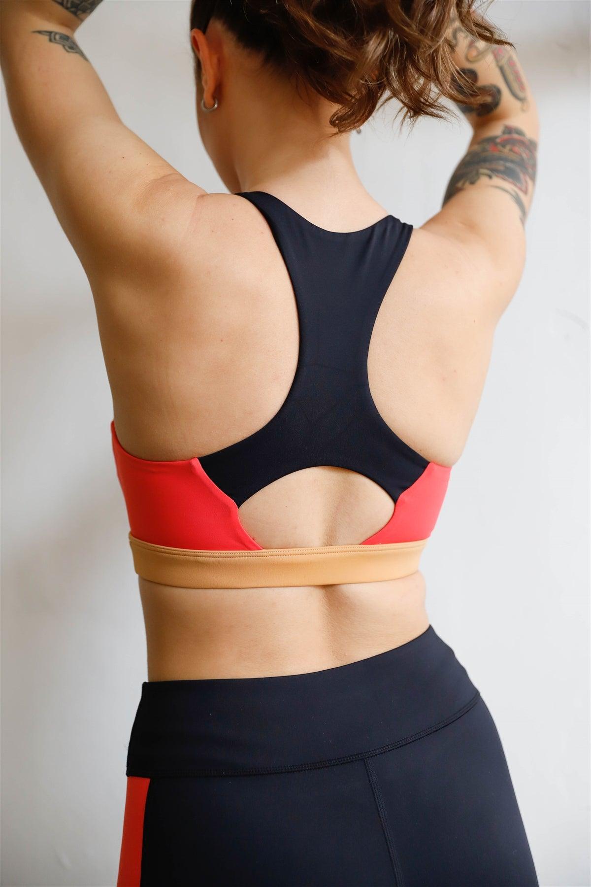 Black Multi Color Block Racerback Strap ...