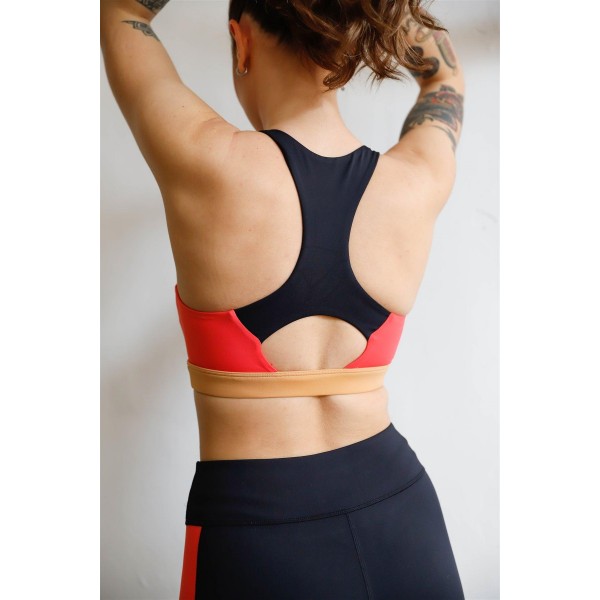 Black Multi Color Block Racerback Strap ...