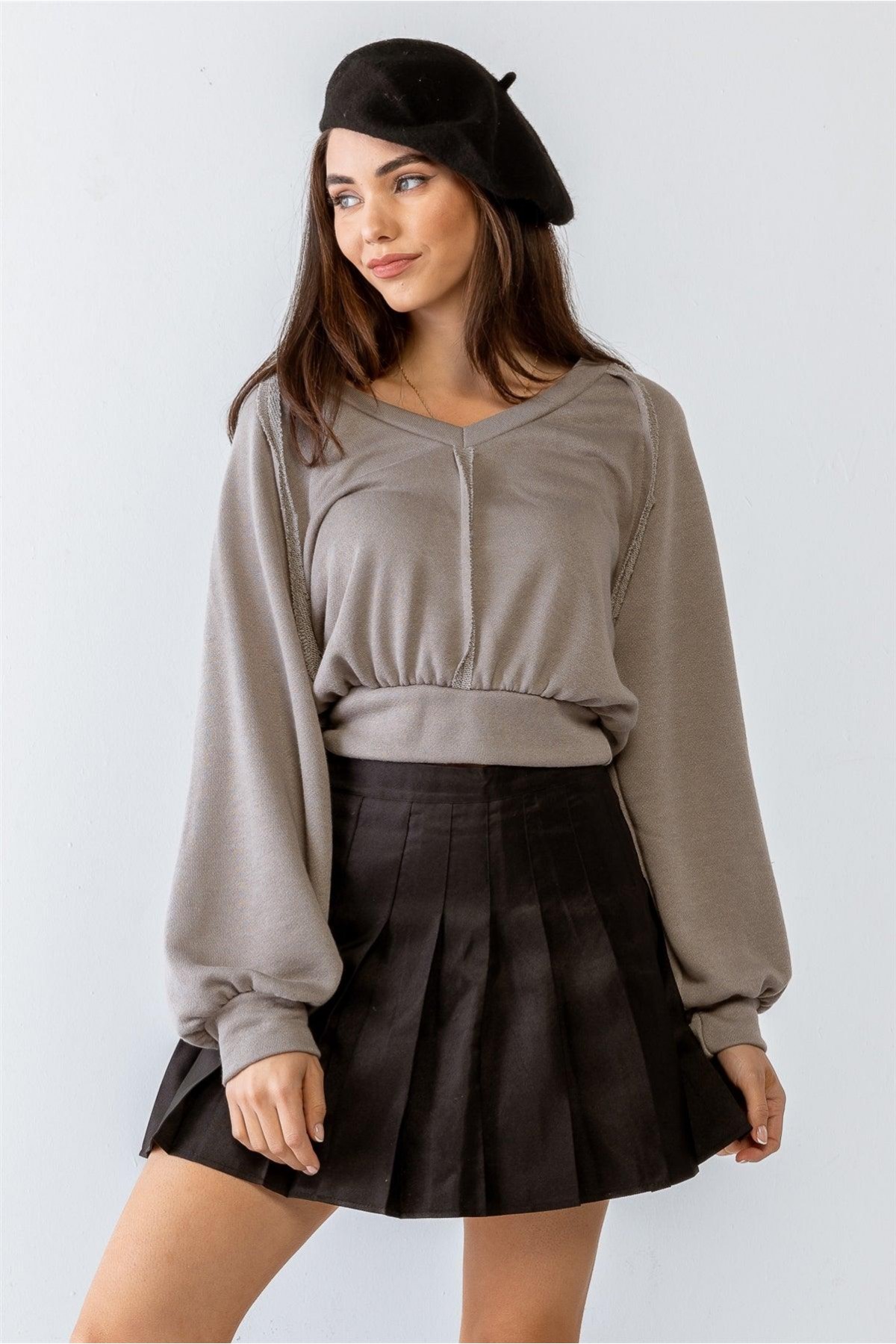 Grey Inside-Out Detail Balloon Long Slee...