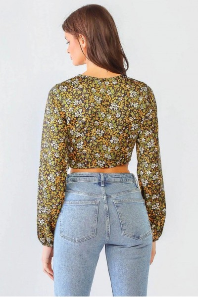 Floral Print Bliss Twist Front Detail Crop Top /1-2-2-1