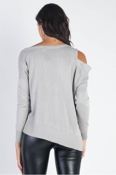 Basic Cold Shoulder Long Sleeve Soft Knit Top