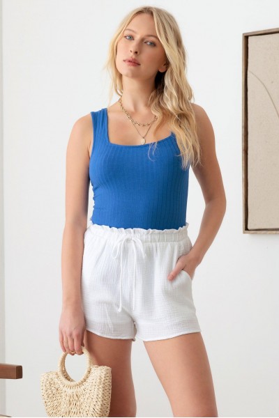 Ribbed Sleeveless Square Neck Bodysuit